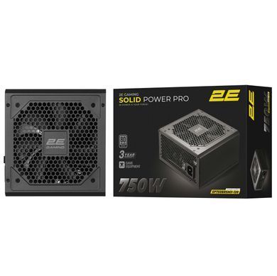 2E Gaming Блок питания Solid Power Pro (750W), >85%, 80+ Bronze, 120mm, 1xMB 24pin(20+4), 2xCPU 8pin(4+4), 3xMolex, 6xSATA, 4xPCIe 8pin(6+2), 1x12VHPWR, Semi Modular 2E-SP750BRSMII-120 фото