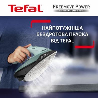 Tefal Tefal iron Freemove Power Cordless, 2600W, 250ml, steam boost -220g, constant steam - 40g, Anti-calc, ceramic soleplate, green FV6670E0 фото