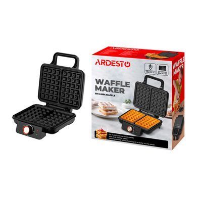 ARDESTO Вафельниця Ardesto 1200Вт, прямокутні вафлі, глибокі пластини, корпус-пластик, чорний SM-L100LWAFFLE фото