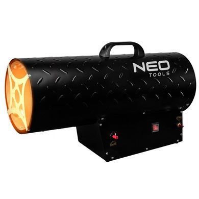Теплова гармата газова Neo Tools, 50кВт, 1000м куб./г, 1.5бар, витрата палива 3.63кг/г, редуктор тиску, шланг 1.5м, п&rsquo;єзозапалювання 90-085 фото