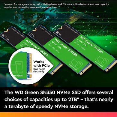 WD Накопитель SSD M.2 2TB PCIe 3.0 Green SN350 WDS200T3G0C фото
