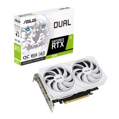 Відеокарта ASUS GeForce RTX 3060 8GB GDDR6 DUAL OC білий DUAL-RTX3060-O8G-WHITE 90YV0GB7-M0NA00 фото