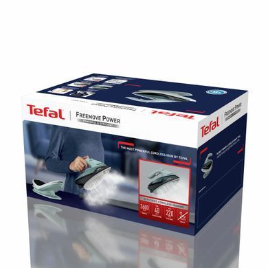 Tefal Tefal iron Freemove Power Cordless, 2600W, 250ml, steam boost -220g, constant steam - 40g, Anti-calc, ceramic soleplate, green FV6670E0 фото