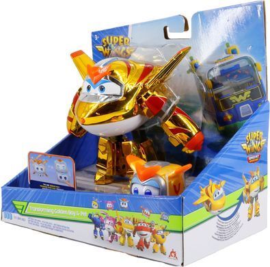 Super Wings Ігровий набір Transforming Золотий Хлопчик і улюбленець (Golden Boy & Pet) EU770441 фото
