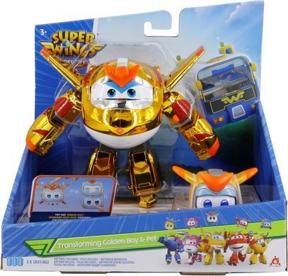 Super Wings Ігровий набір Transforming Золотий Хлопчик і улюбленець (Golden Boy & Pet) EU770441 фото