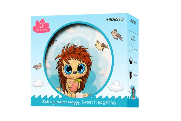 Набір дитячого посуду Ardesto Sweet hedgehog 3 пр., порцеляна AR3455HS фото