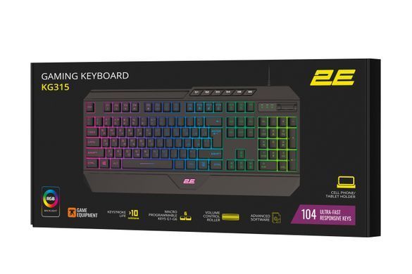 2E Gaming Клавіатура KG315 RGB USB Black Ukr 2E-KG315UBK фото