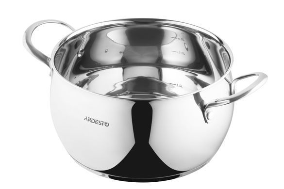 Каструля Ardesto Gemini Liguria, скляна кришка, 5.0 л, нержавіюча сталь AR4350GB фото