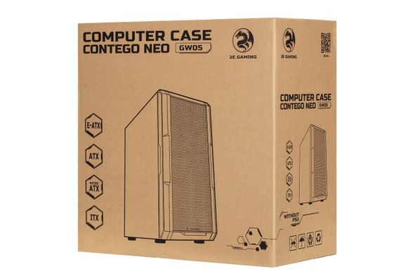 Корпус 2E Gaming Contego Neo GW05, без БП, 2xUSB3.0, 1хUSB Type-C, 2x200mm ARGB, 3x120mm ARGB, controller with remote, TG Side Panel, EATX, черный 2E-GW05 фото