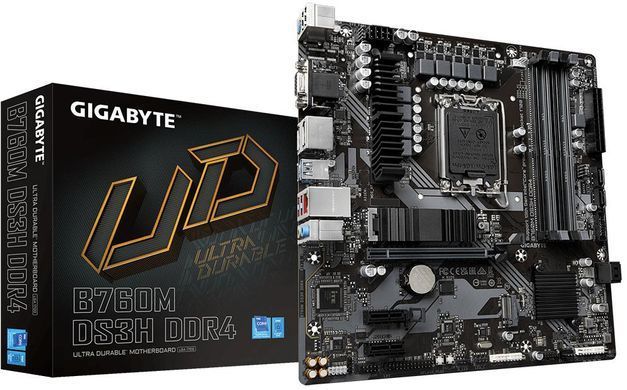 Gigabyte Материнська плата B760M_DS3H_DDR4 s1700 B760 2xDDR4 HDMI DP mATX B760M_DS3H_DDR4 фото