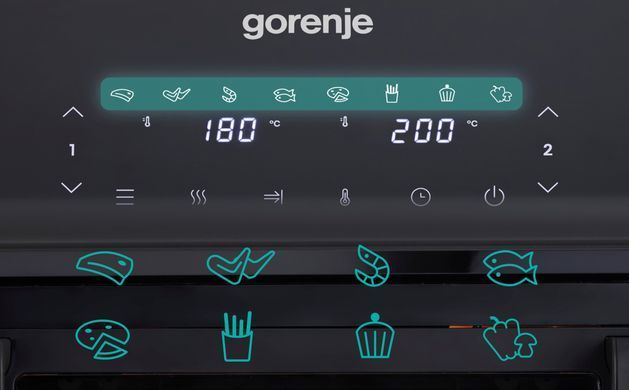 Gorenje air fryer 2700W, bowl-9L, touch control, 8 auto programs, plastic, black AF2700BP фото