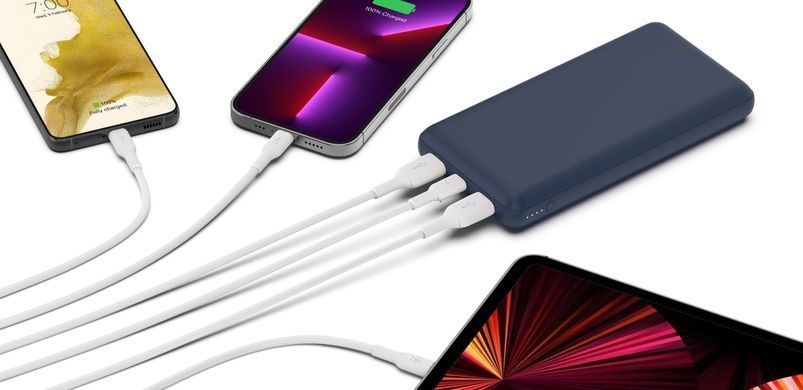 Belkin Акумулятор портативний літій-іонний Power Bank 20000мА&middot;год, 15Вт, 2хUSB-A/USB-C, блакитний BPB012BTBL фото