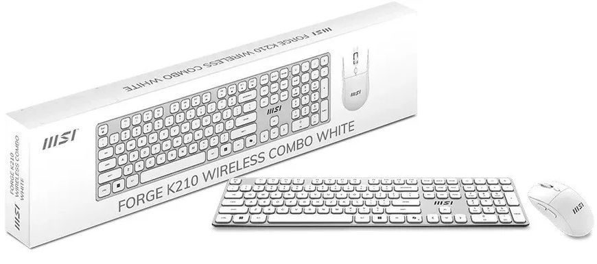 MSI Комплект клавиатура и мышь MSI FORGE K210 W COMBO WHITE UA, Wireless S11-43UA305-Y92 фото