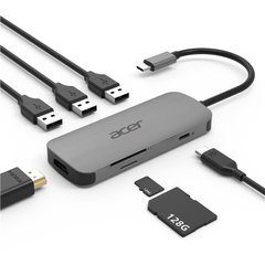 Док-станція Acer 7in1 Type C dongle: 1 x HDMI, 3 x USB3.2, 1 x SD/TF, 1 x PD HP.DSCAB.008 фото