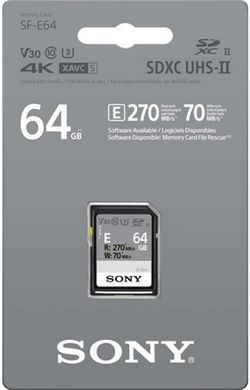Sony Карта памяти SDXC 64GB C10 UHS-II U3 V30 R270/W45MB/s Entry SFE64A.ET4 фото