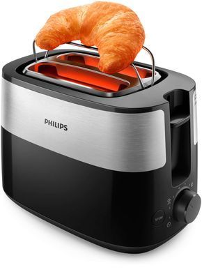 Philips Тостер Daily Collection, 830Вт, пластик+ метал, чорний+нерж