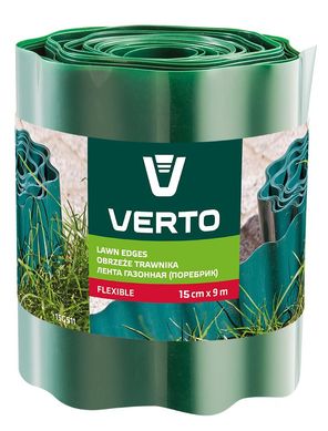 Лента газонная Verto, бордюрная, волнистая, 15см x 9м, зеленый 15G511 фото