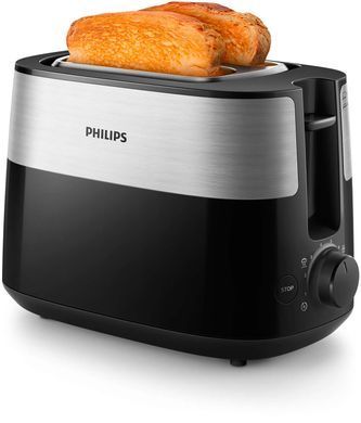 Philips Тостер Daily Collection, 830Вт, пластик+ метал, чорний+нерж