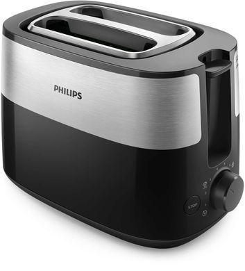 Philips Тостер Daily Collection, 830Вт, пластик+ метал, чорний+нерж