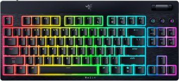 Razer Клавіатура механічна Razer BlackWidow V4 Low-profile TKL HyperSpeed, 87key, Yellow Switch, USB-A/WL/BT, EN, RGB, чорний RZ03-05450100-R3M1 фото