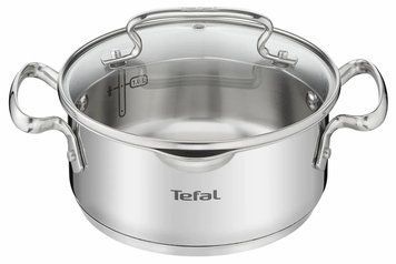 Tefal Кастрюля DUETTO+, 2л, с крышкой, нержавеющая сталь, стекло G7194356 фото