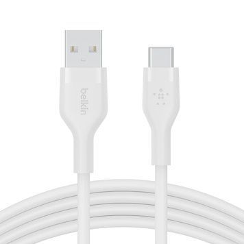 Belkin Кабель USB-A - USB-C силіконовий, з кліпсою, 2м, білий CAB008BT2MWH фото