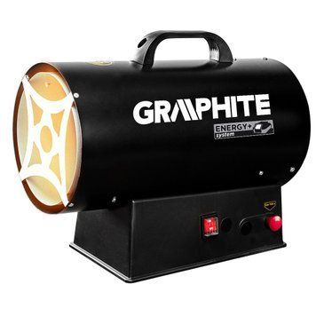 Graphite Теплова гармата газова, акумуляторна 18В, 15кВт, 120м кв, 320м куб/год, чорний, IP24 58GE100 фото