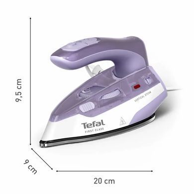Tefal Tefal iron travel First Class, 1000W, 65ml, steam boost -45g, inox soleplate, white-violet DB1612E0 фото