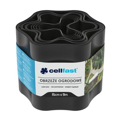 Стрічка газонна Cellfast, бордюрна, хвиляста, 15см x 9м, чорний 30-032H фото