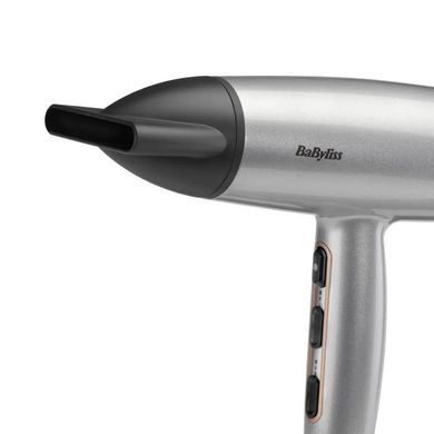 BaByliss Фен Babyliss Cosmos, 2100Вт, 3 режими, іонізація, хол. обдув, 2 насадки, сірий D580DE фото