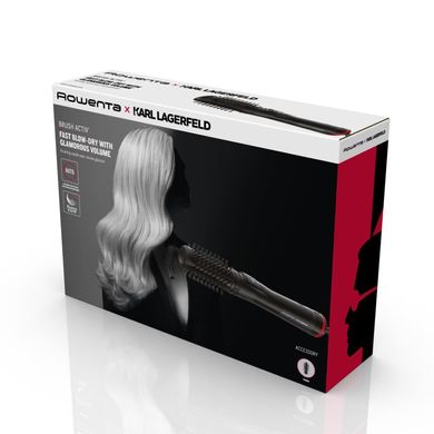 Rowenta Фен-щітка Karl Lagerfeld Activ Keratin&Shine, 1000Вт, 2 режими, іоніз-я, чорний CF952LF0 фото