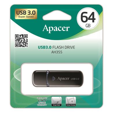 Накопичувач Apacer 64GB USB 3.1 Type-A AH355 Black AP64GAH355B-1 фото