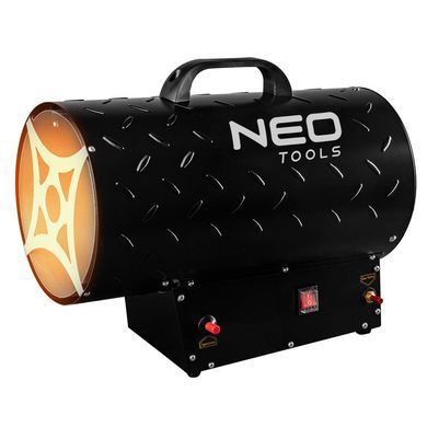 Теплова гармата газова Neo Tools, 30кВт, 1000м куб./г, 0.7бар, витрата палива 2.18кг/г, редуктор тиску, шланг 1.5м, п&rsquo;єзозапалювання 90-084 фото