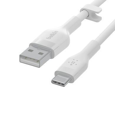 Belkin Кабель USB-A - USB-C силиконовый, с клипсой, 2м, белый CAB008BT2MWH фото