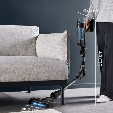 Rowenta Беспроводной пылесос X-Force Flex 10.80, 300 Вт, влажная уборка, емкость пылесборника &mdash; 0,44 л, автономная работа до 60 мин, система HEF 99,9%, черно-синий RH7AD5E0 фото