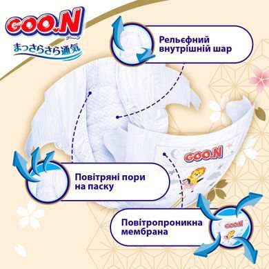 Підгузки GOO.N Premium Soft для дітей 9-14 kg (розмір 4(L), на липучках, унісекс, 104 шт.) F1010101-155-2 фото