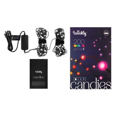 Twinkly Гірлянда Smart LED Twinkly Candies Pearl RGB 200 IP20 12м USB-C кабель зелений без БЖ TWKP200RGB-G фото