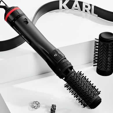 Rowenta Фен-щітка Karl Lagerfeld Activ Keratin&Shine, 1000Вт, 2 режими, іоніз-я, чорний CF952LF0 фото