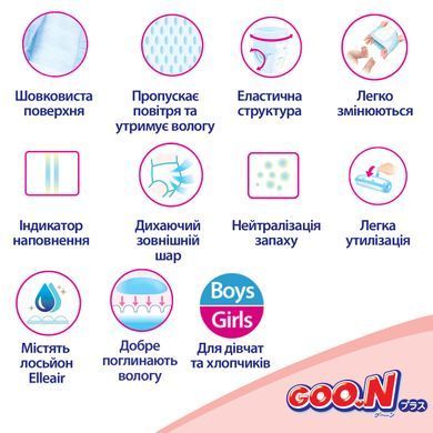 Трусики-підгузки GOO.N Plus для дітей 12-22 кг (розмір XL, унісекс, 38 шт) 21001512 фото