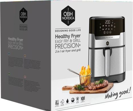 Tefal Мультипіч OBH Nordica EasyFry&Grill, 1550Вт, чаша-4.2л, сенсорне керув., від 40&deg;C до 200&deg;C, пластик, чорно-сірий AG505DS0 фото