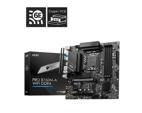 MSI Материнcька плата PRO B760M-A WIFI DDR4 s1700 B760 4xDDR4 M.2 HDMI DP WiFi BT mATX 911-7D99-055 фото