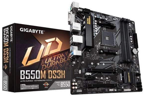 Gigabyte Материнська плата B550M DS3H sAM4 B550 4xDDR4 M.2 HDMI DVI mATX B550M_DS3H фото