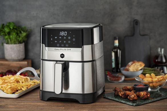 Tefal Мультипіч OBH Nordica EasyFry&Grill, 1550Вт, чаша-4.2л, сенсорне керув., від 40&deg;C до 200&deg;C, пластик, чорно-сірий AG505DS0 фото