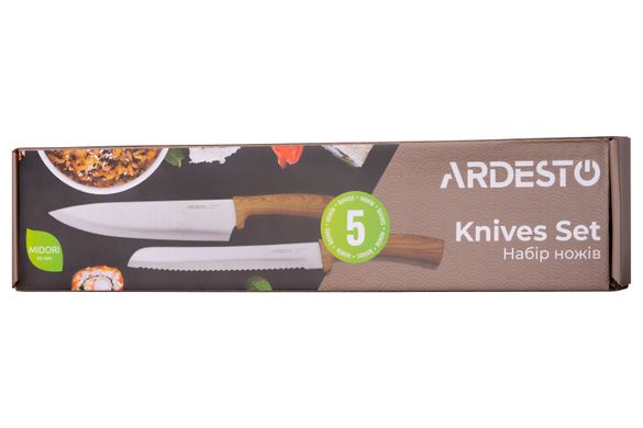 Набор ножей Ardesto Midori 5 пр., нержавеющая сталь, пластик AR2105WD фото