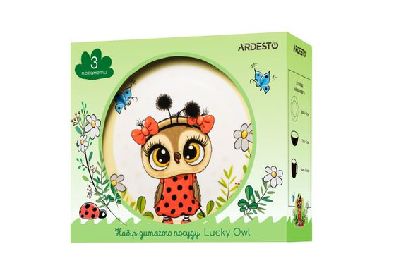 Набор детской посуды Ardesto Lucky owl 3 пр., фарфор AR3454LS фото