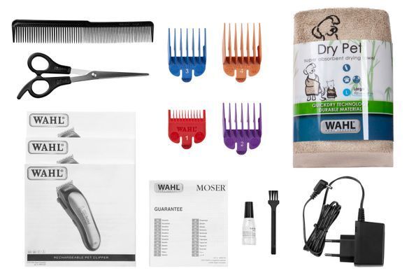 Moser Машинка для стрижки животных WAHL Wahl Lithium Ion Pro для животных , сеть+акум., насадок-4, кейс,ножницы, расческа в компл., серый 09766-016 фото