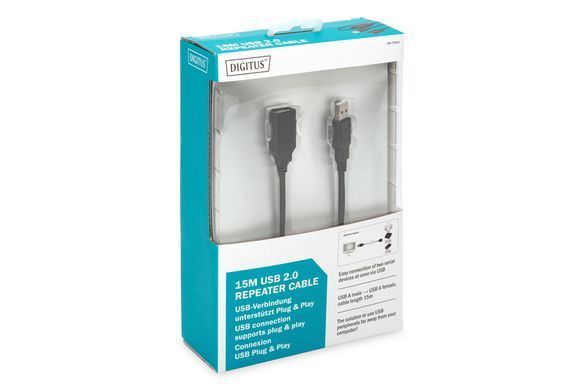 Digitus Удлинитель USB 2.0 Active Cable, A/M-A/F, 15 m DA-73101 фото