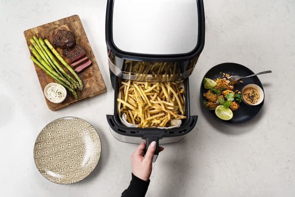 Tefal Мультипіч OBH Nordica EasyFry&Grill, 1550Вт, чаша-4.2л, сенсорне керув., від 40&deg;C до 200&deg;C, пластик, чорно-сірий AG505DS0 фото