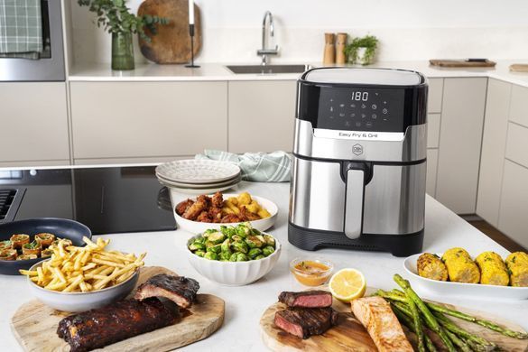 Tefal Мультипіч OBH Nordica EasyFry&Grill, 1550Вт, чаша-4.2л, сенсорне керув., від 40&deg;C до 200&deg;C, пластик, чорно-сірий AG505DS0 фото