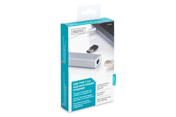 Digitus Концентратор USB-C - USB 3.0 3 Port Hub + Gigabit Ethernet DA-70255 фото